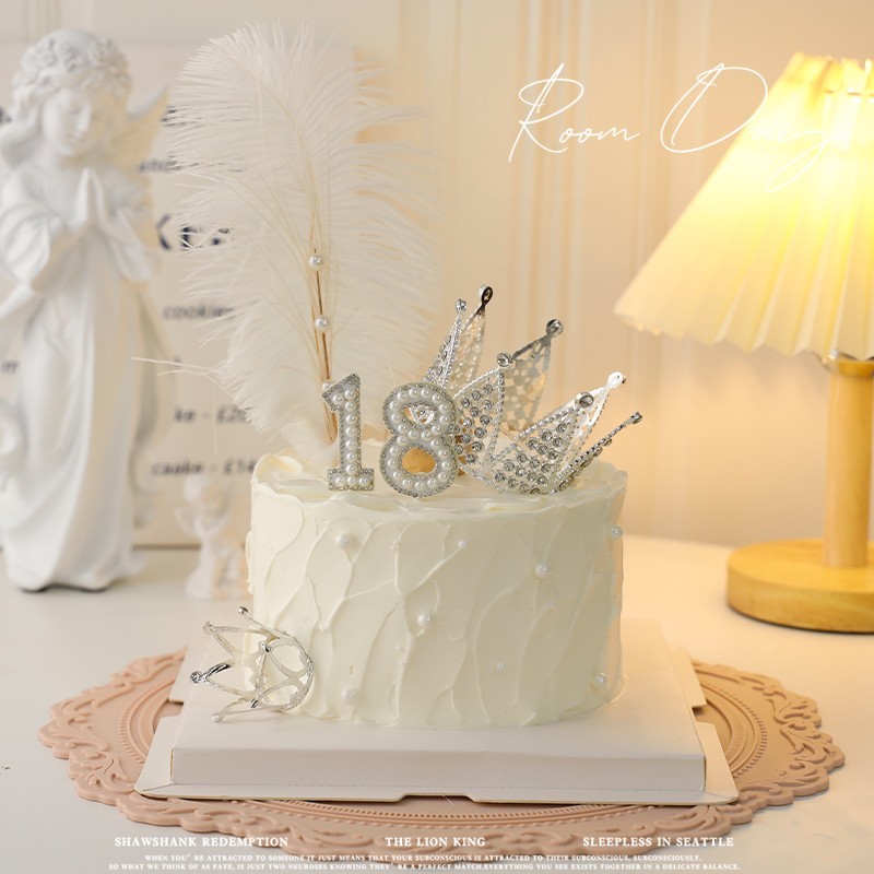 网红皇冠蛋糕装饰摆件珍珠数字18岁插件女神公主儿童仙女生日装扮