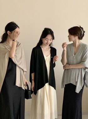 26S慵懒风防晒针织开衫披肩女