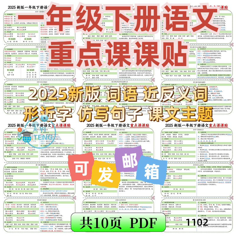 2025小学语文一年级下册课课贴课文主题仿写近反义词电子版资料