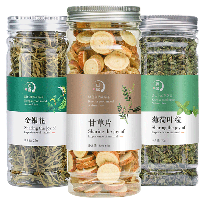 罐装正品金银花茶甘草片薄荷叶泡水喝的养生清新下火组合花茶