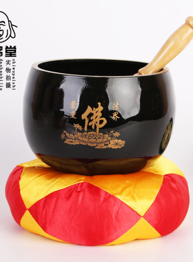 佛具黑色佛字铜罄莲花黄铜庆佛堂法器铜磬佛音碗佛钵孟修行钵