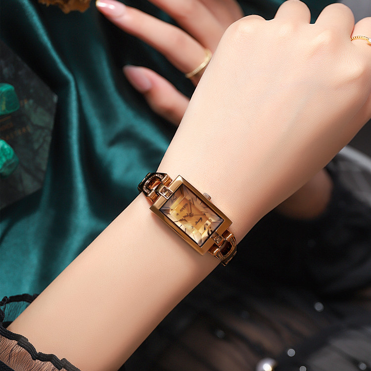 正品韩国聚利时长方形女士手表时装表时尚复古女表手链表防水表