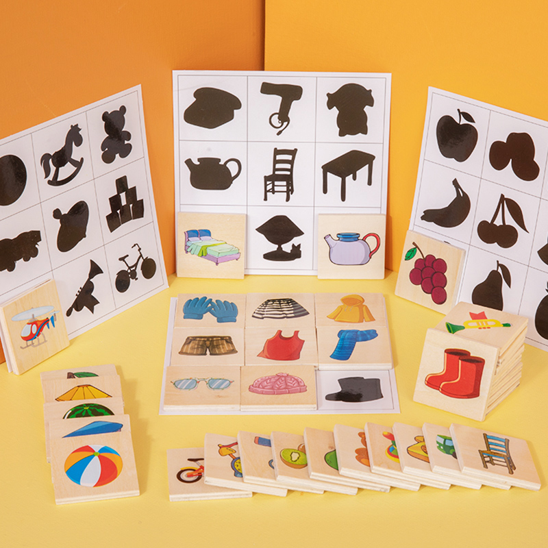 找影子游戏配对对应拼图木制蒙氏教具幼儿园小班区域益智早教玩具
