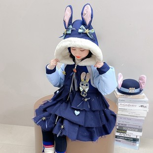女童超好看冬装棉服女童朱迪外套洋气女孩兔子警官派克服加厚羽绒