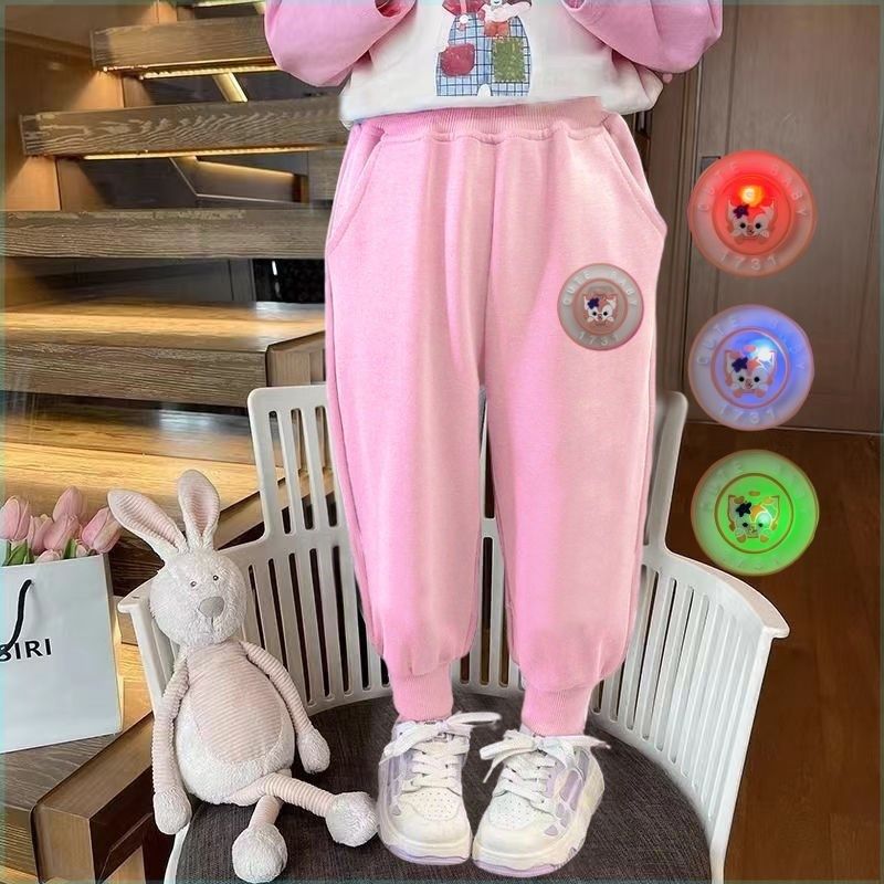 女童纯棉裤子夏亮灯长裤女宝外穿