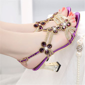 女夏季 2024新款 水钻高跟鞋 凉鞋 时尚 外穿水晶优雅粗跟鱼嘴露趾女