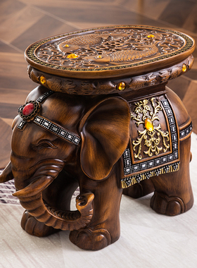 大象凳子换鞋凳进门入户坐墩新中式玄关落地客厅摆件一对门口招财