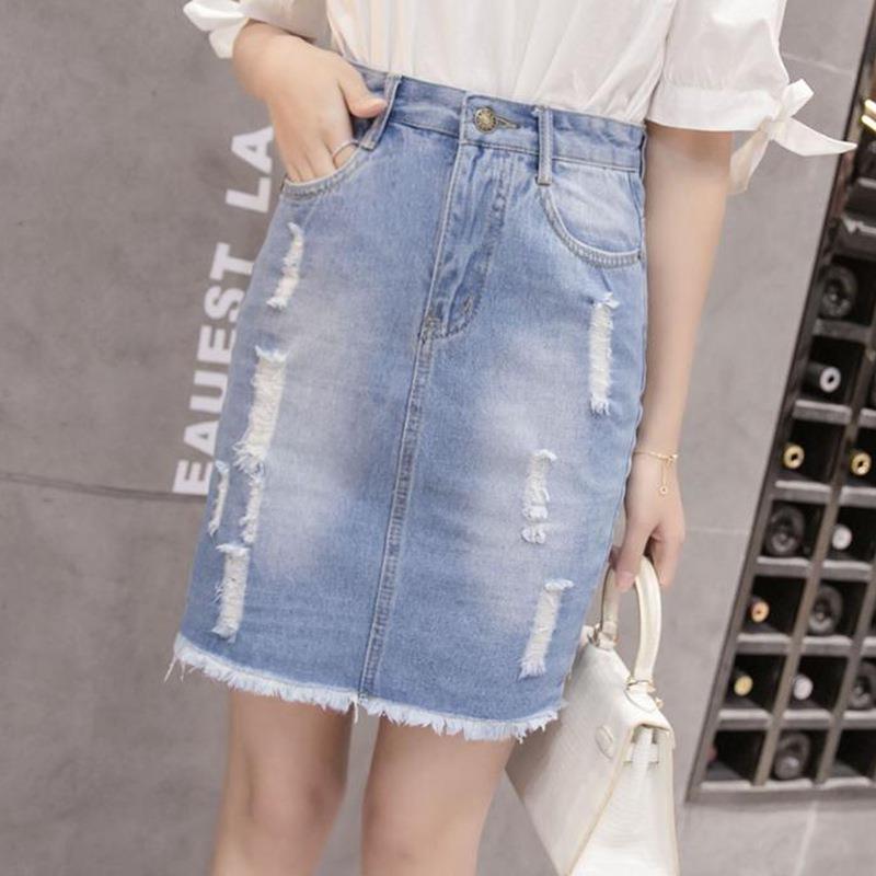 cowboy skirt Paige Self cultivation Denim skirt 2019 Sciascia hole Short skirt Show thin A word skirt Korean Edition Embroideryin the Women's clothing/Boutique , Skirts  category - from Buy2taobao.com to provide professional Taobao agent buy service