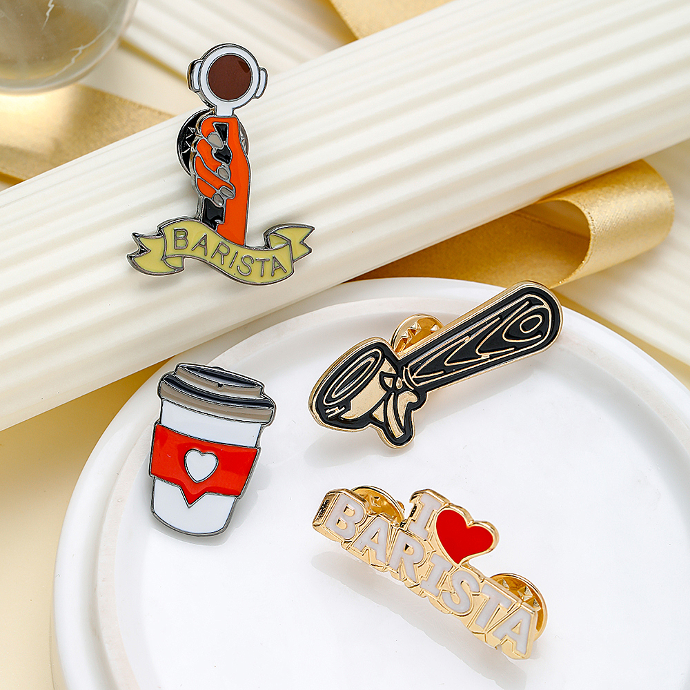 日韩滴油咖啡师配饰衣帽包别针