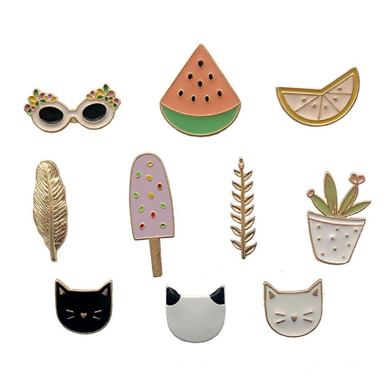 青岛饰品厂家 浪漫情怀法式文艺 卡通蔬果夏日滴奶油色小胸针徽章