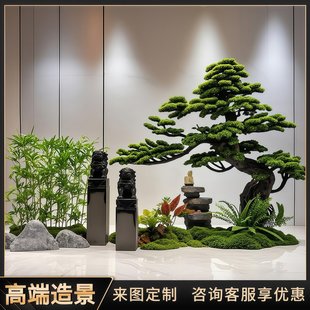 仿真松树迎客松假树景观酒店装饰罗汉松造景落地楼梯展厅玄关摆件