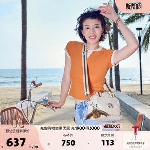 DEFEA 帆布单肩包斜挎包保龄球包 MINI 2026春夏新款 Kipling女款