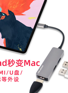 适用iphone16pro17ipad10苹果pro平板typec转hdmi接头笔记本电脑转换器雷电3电视u盘鼠标usb转网线接口读卡器