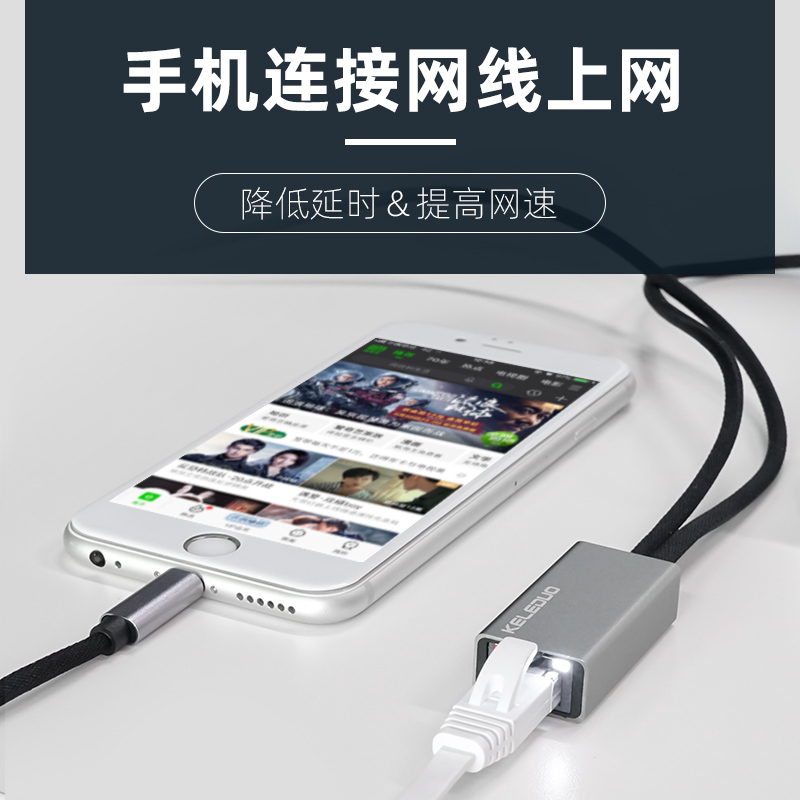 科乐多手机网线转换器适用ios18苹果14iphone13网口ipad转接头充电转以太网千兆接头网络接口插直播设备接