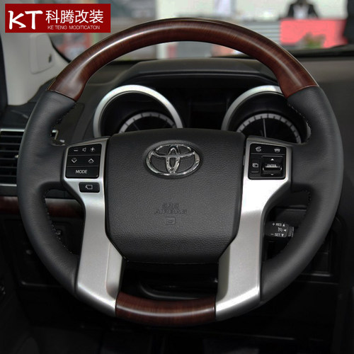 10-17款霸道桃木方向盘中东版普