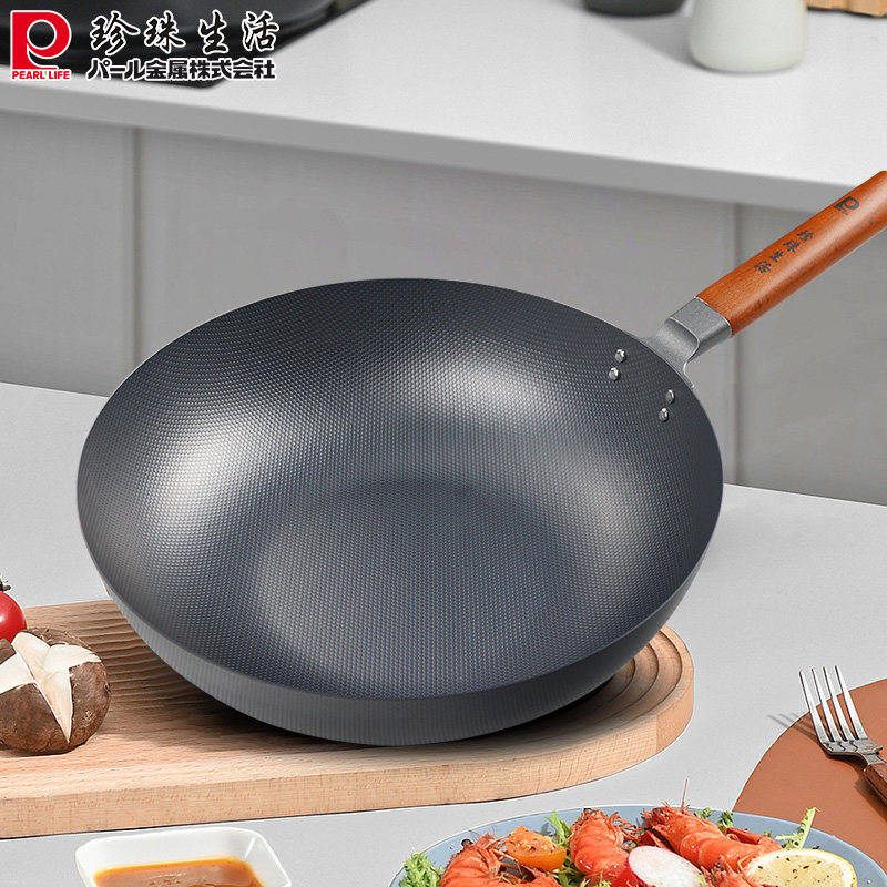 珍珠生活GP-2 日本原装进口铁锅炒锅  无涂层不生锈铁锅 30CM