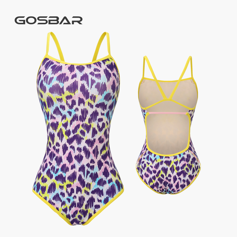 gosbar泳衣2025新款女竞速专业运动训练连体竞技游泳馆性感紫豹
