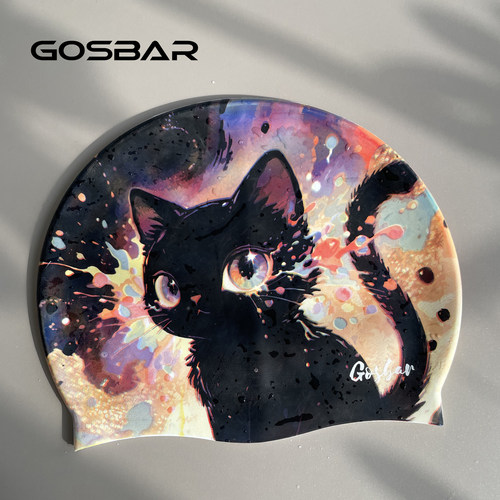 gosbar泳衣女防水不勒头长发女士26新款专业硅胶黑猫精灵游泳帽
