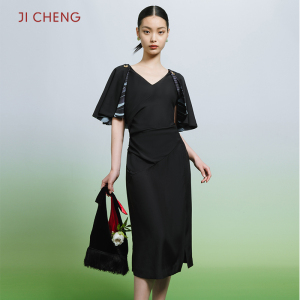 Ji Cheng吉承原创设计连衣裙女夏季新款高端精致气质连衣裙黑色