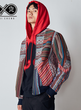 中国设计师原创Ji Cheng吉承 几何不规则彩带装饰双面穿夹克 2663