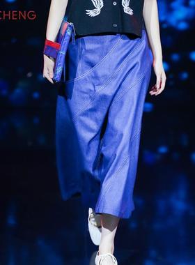 Ji Cheng原创设计翅膀牛仔半裙 高腰松紧显瘦A字半身裙中长款裙子