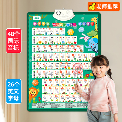 音标有声挂图48个国际英语发音26英文字母表墙贴自然拼读学习神器