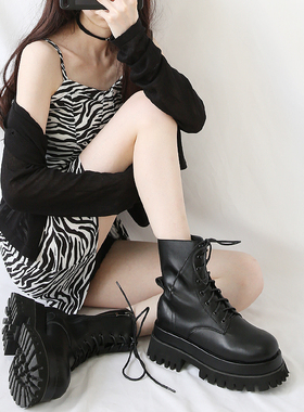 JUICE PARK演唱会增高鞋厚底马丁靴女松糕骑士靴春秋增高机车短靴