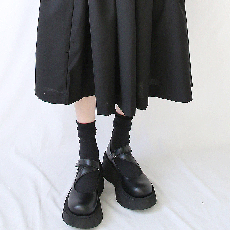 复古松糕厚底JK鞋玛丽珍鞋