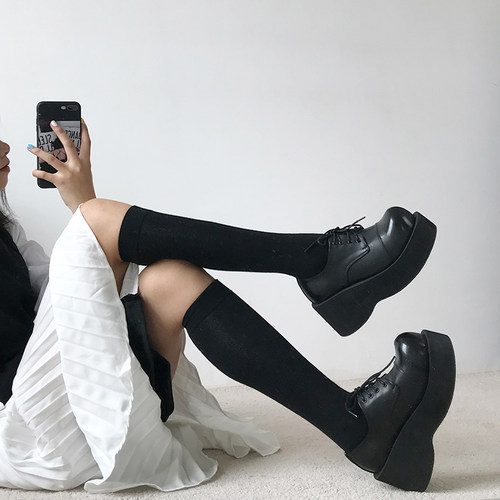 日系原宿暗黑风松糕大头鞋