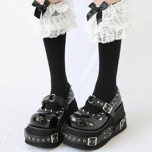 JUICEPARK铆钉摇滚玛丽珍鞋