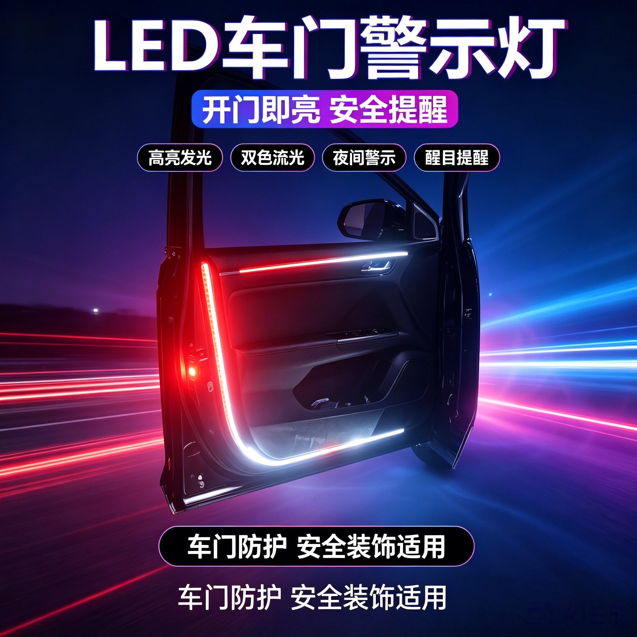 汽车车门防撞警示灯流光