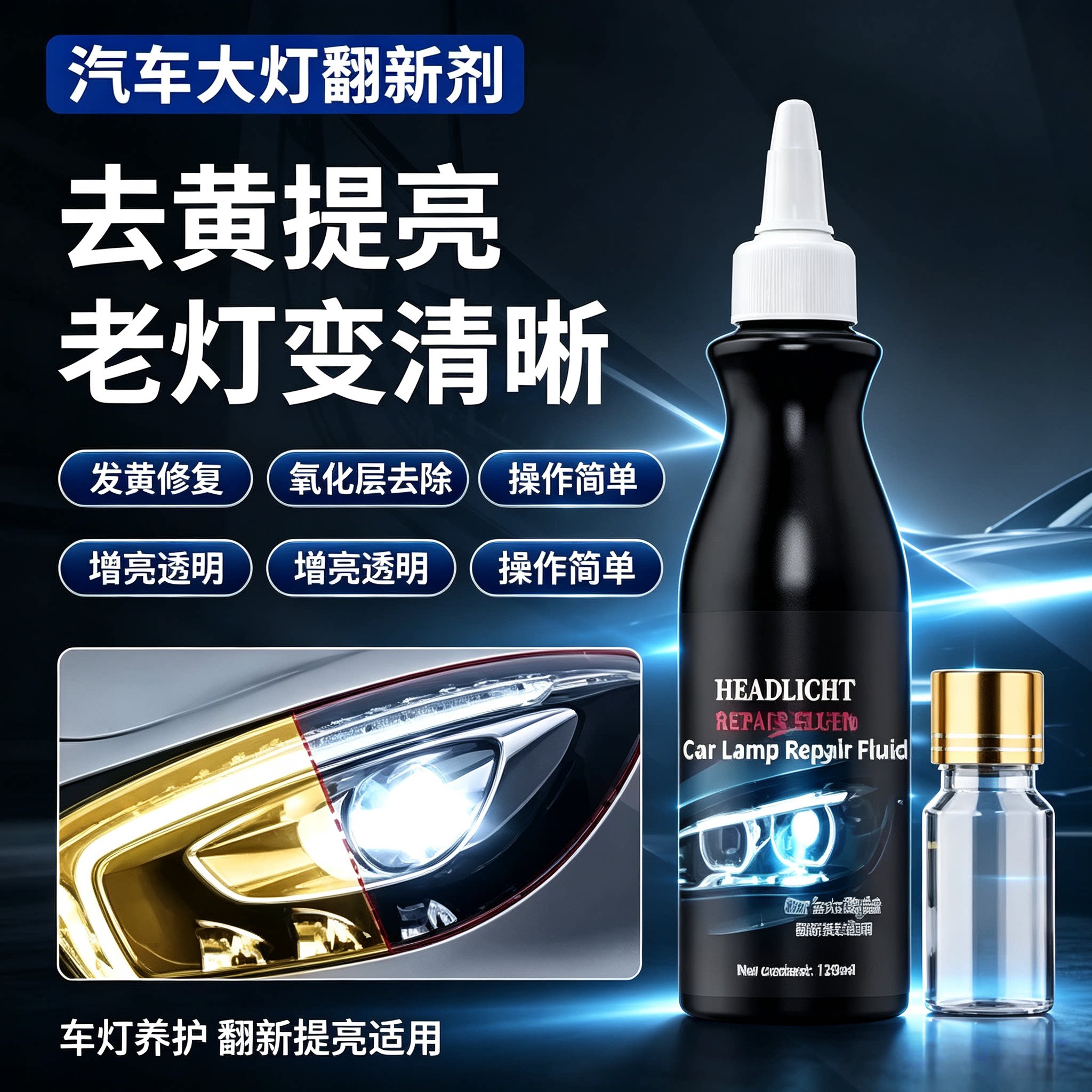 大灯修复液翻新剂发黄老