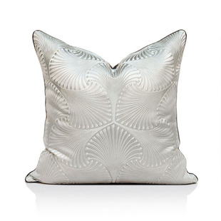 设计北欧轻奢灰银色提花现代样板房沙发抱枕床头沙发客厅靠包