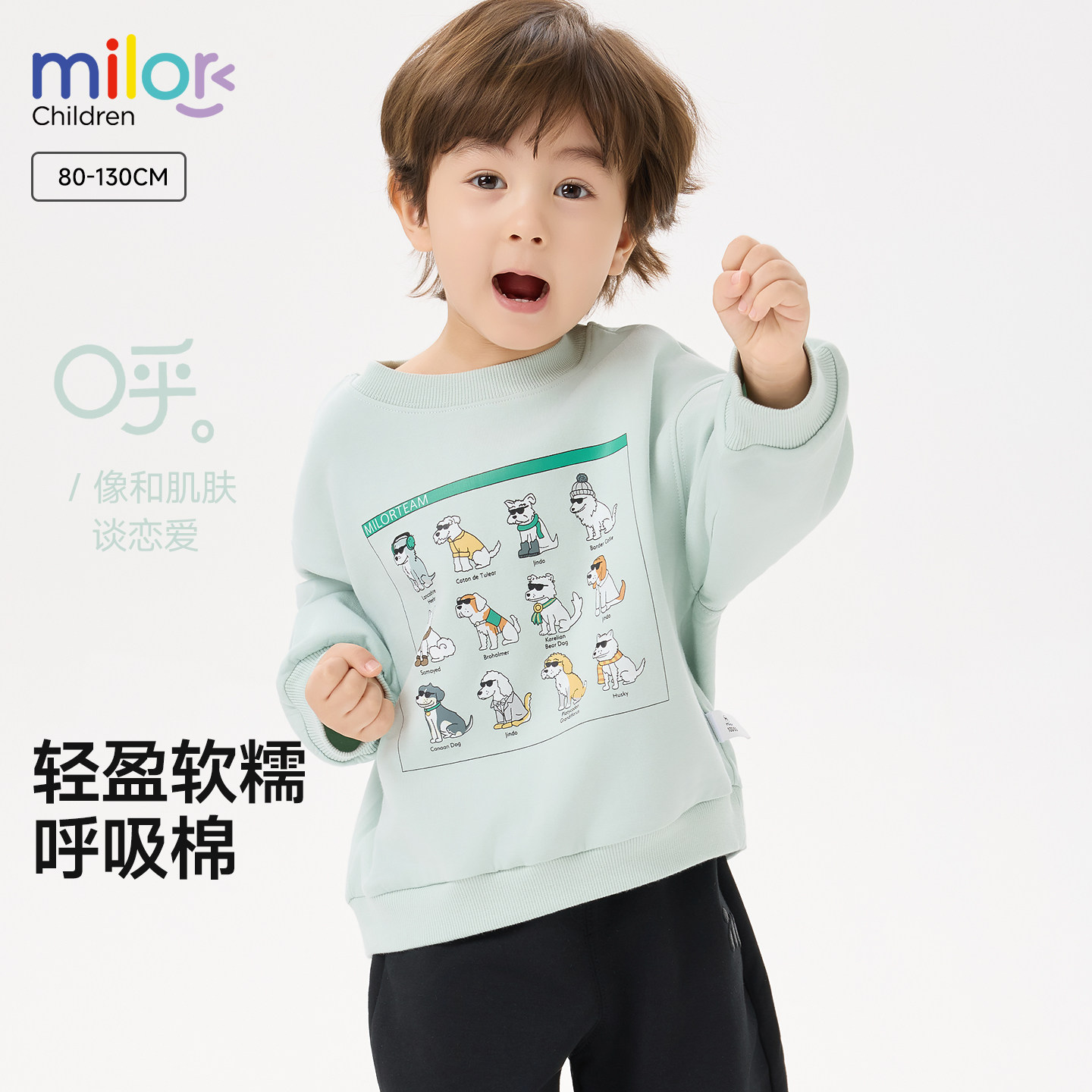 男童春秋圆领套头卫衣图片