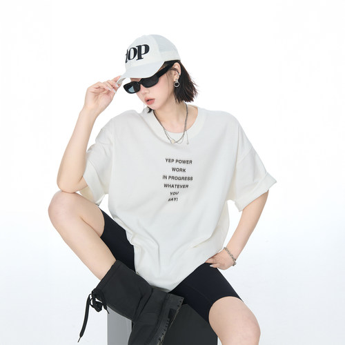 YEP2026夏季新款街头风潮流印花情侣款宽松短袖T恤女潮牌半袖上衣
