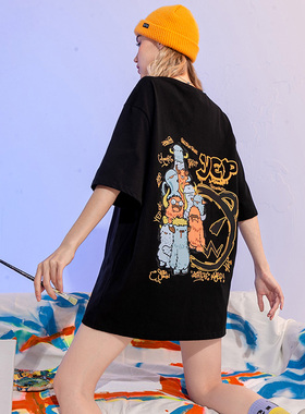 黑色t恤女夏季宽松潮牌短袖纯棉下衣失踪内搭打底衫体恤中袖上衣