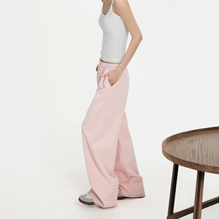 垂感宽松休闲裤 2026夏季 男女同款 多巴胺纯色直筒阔腿运动卫裤 新款