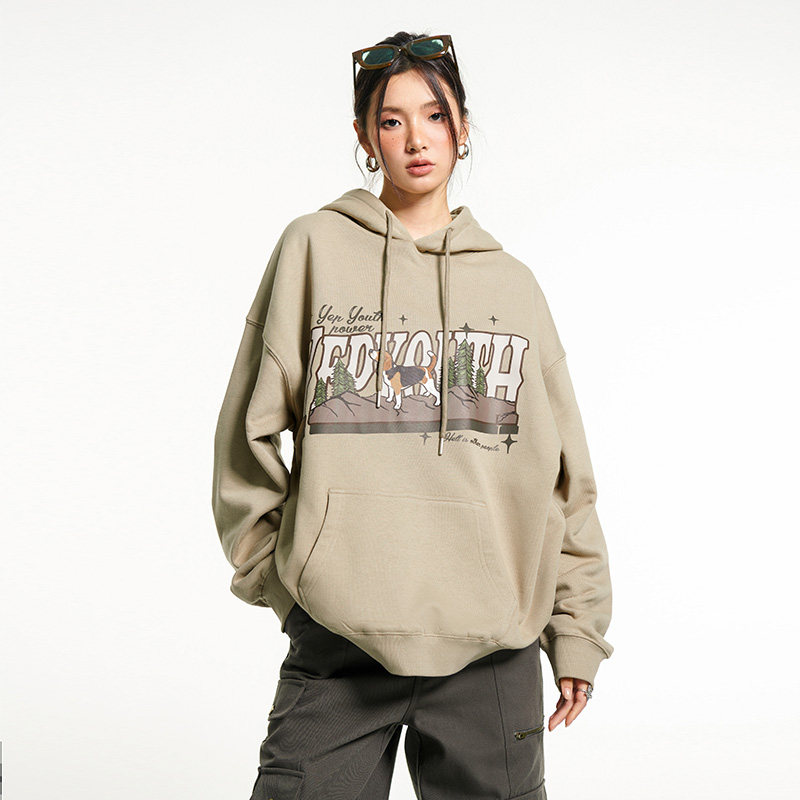 yep美式复古连帽卫衣女春装欧货时尚洋气外套上衣潮牌女款帽衫_虎窝淘