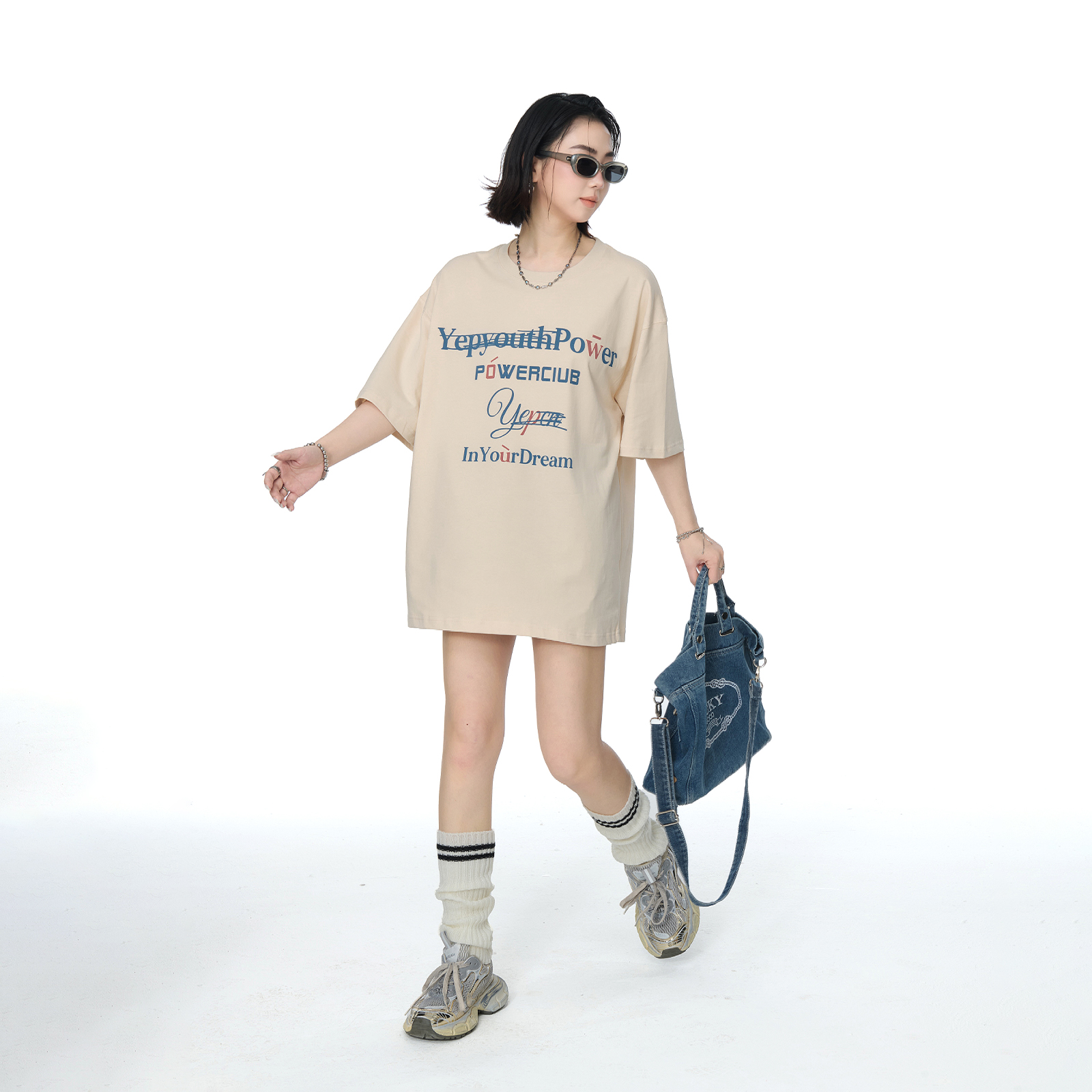 YEP2025夏季新款美式宽松印花短袖T恤潮牌ins风男女同款半袖上衣