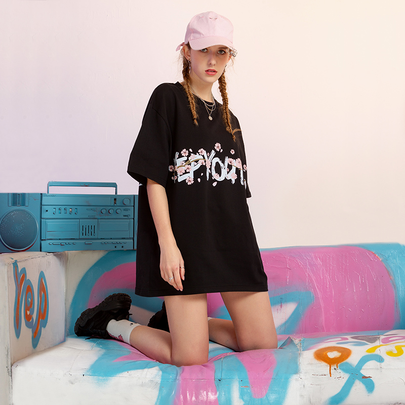 国潮甜酷新款印花短袖YEP潮牌薄