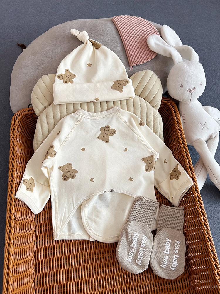 NEWBORN BABY HALF-BACK CLOTHES SANDED WOOL WRAPPING HANDS COTTON CLASS A TOPS SPRING AND AUTUMN MONK CLOTHES NEWBORN CHILDRENS CLOTHES
