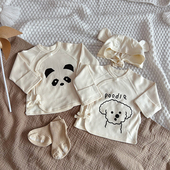 a纯棉无骨半背衣春秋季 婴儿0 3月新初生529码 薄小月龄上衣和尚服