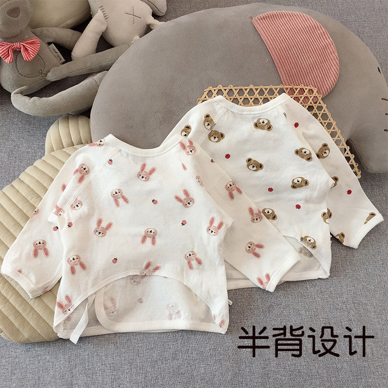 뼈없는 하프 백  슈퍼 귀여운 옷  순면 긴팔  탑 스님 옷 여름 얇은