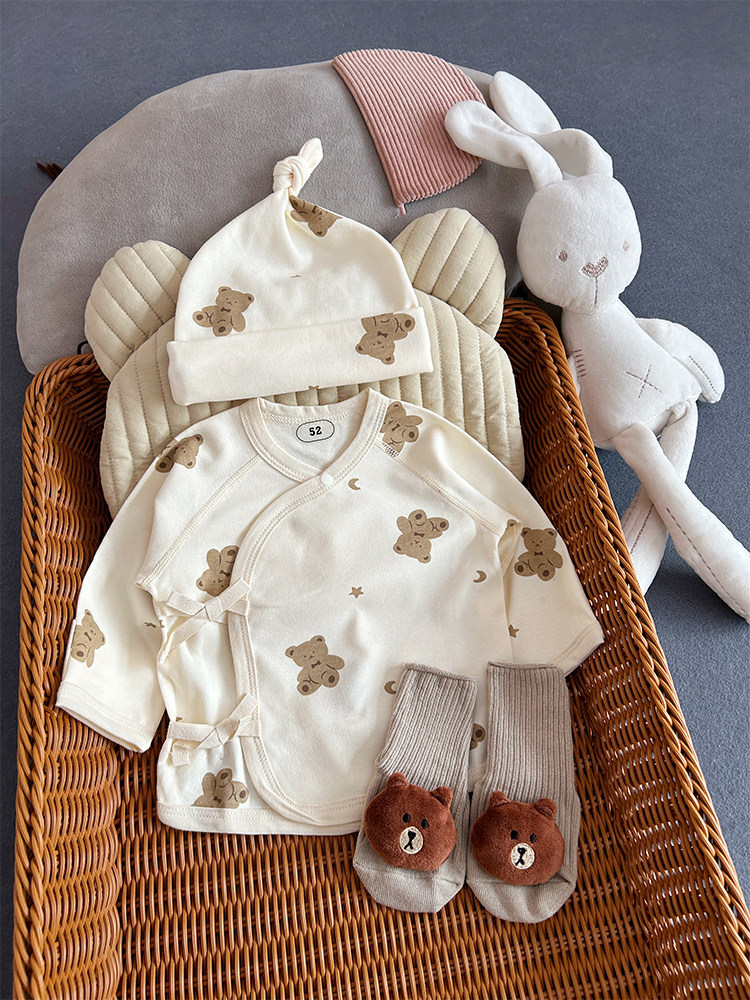 NEWBORN BABY HALF-BACK CLOTHES SANDED WOOL WRAPPING HANDS COTTON CLASS A TOPS SPRING AND AUTUMN MONK CLOTHES NEWBORN CHILDRENS CLOTHES