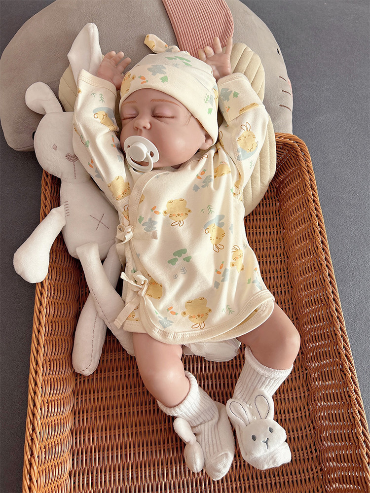 NEWBORN BABY CLOTHES BABY FOUR SEASONS COTTON LONG-SLEEVED HALF-BACK CLOTHES NEWBORN TOPS MONK CLOTHES SPRING AND AUTUMN UNDERWEAR