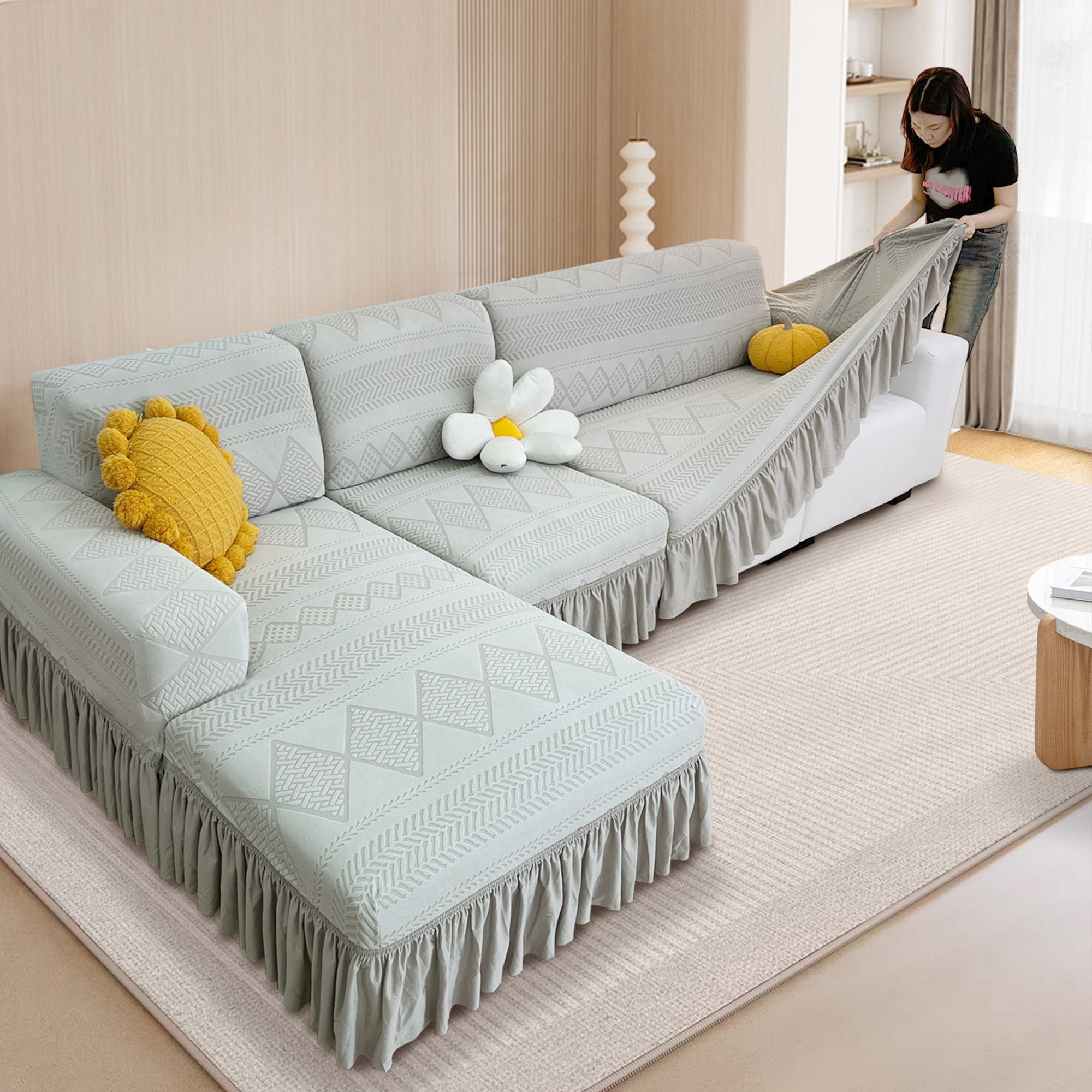 贵妃组合弹力沙发套罩2025新款通用沙发垫全包卍能防尘保护套盖布