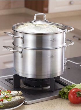 Momscook304不锈钢1层小蒸锅家用汤锅单层蒸笼22cm炉灶通用MT22ST
