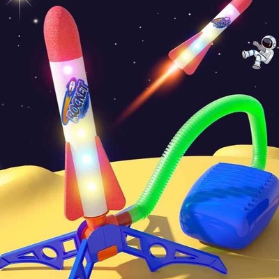 儿童玩具2025新款脚踩冲天小火箭幼儿园宝宝户外发射泡沫飞箭发光