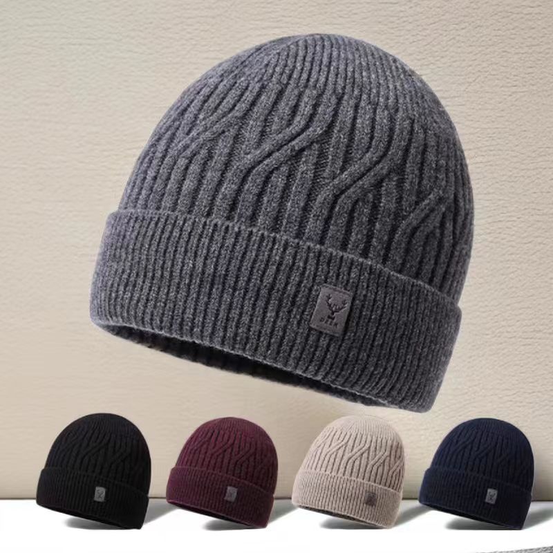 男女士情侣款冬季加绒加厚保暖毛线 线帽休闲 舒适青年中老年套头