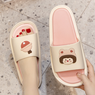 高级感情侣凉拖鞋女夏季家居室内防滑厚底浴室洗澡家用可爱拖鞋男